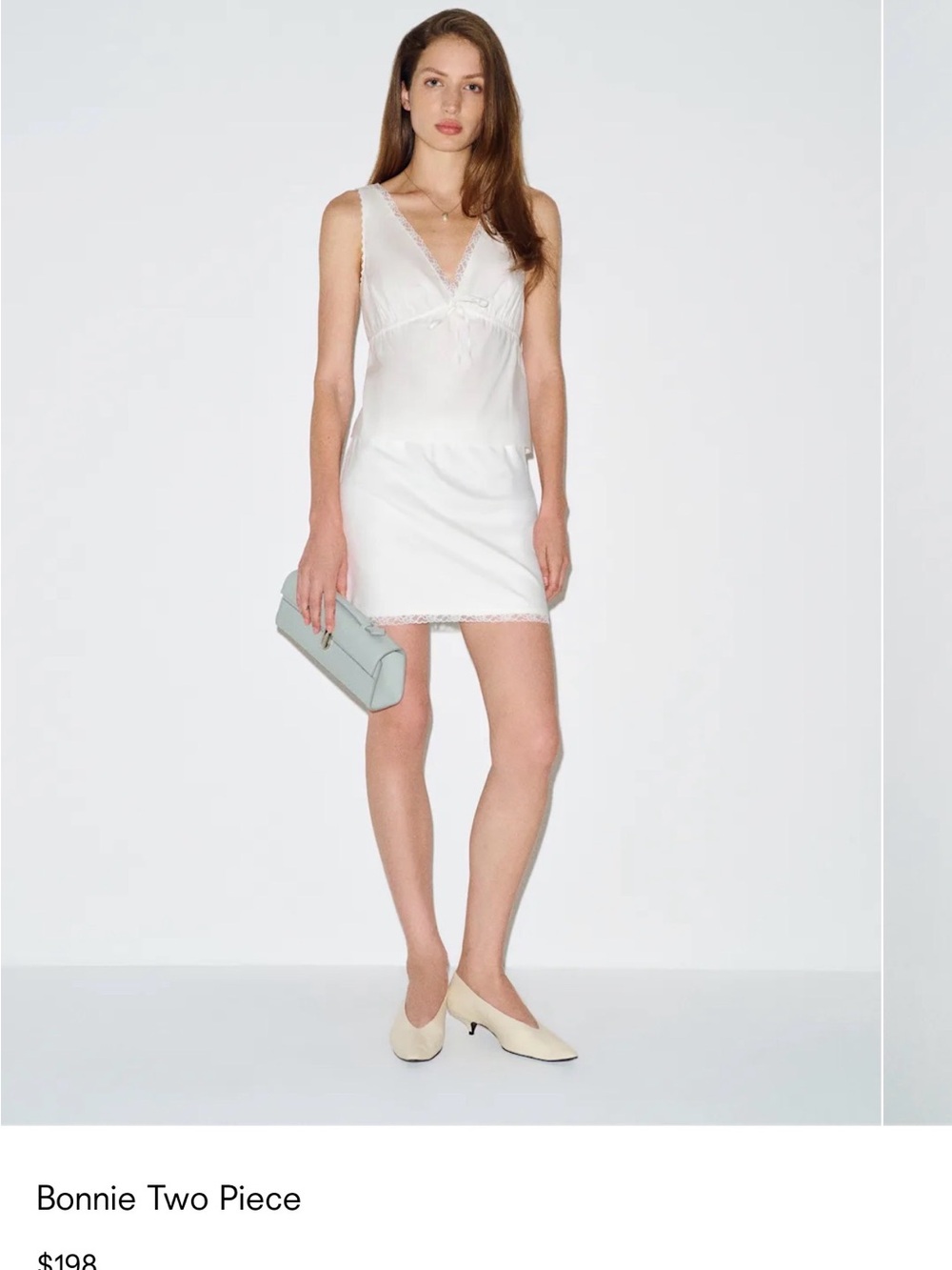 Reformation White Lace-Trim Mini Slip